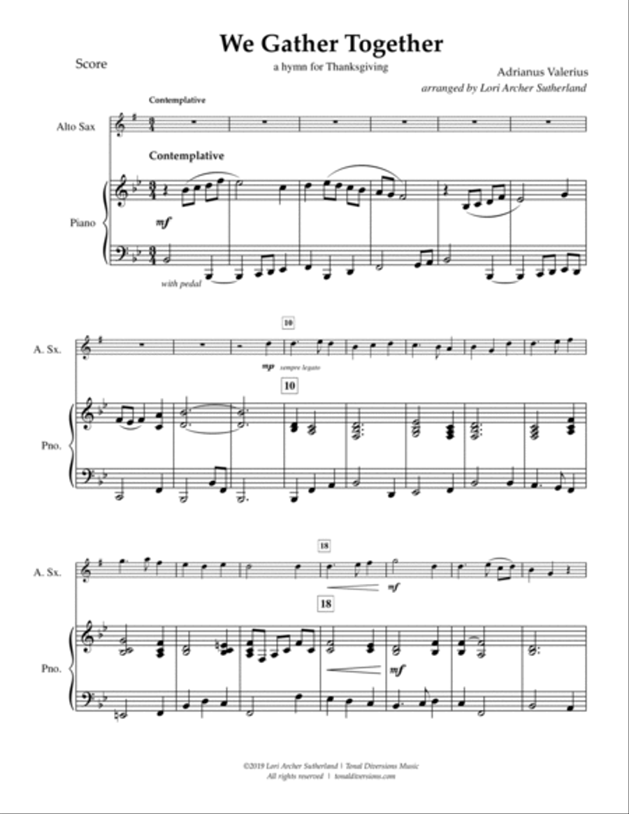 We Gather Together Alto Saxophone scores gallery preview page 2