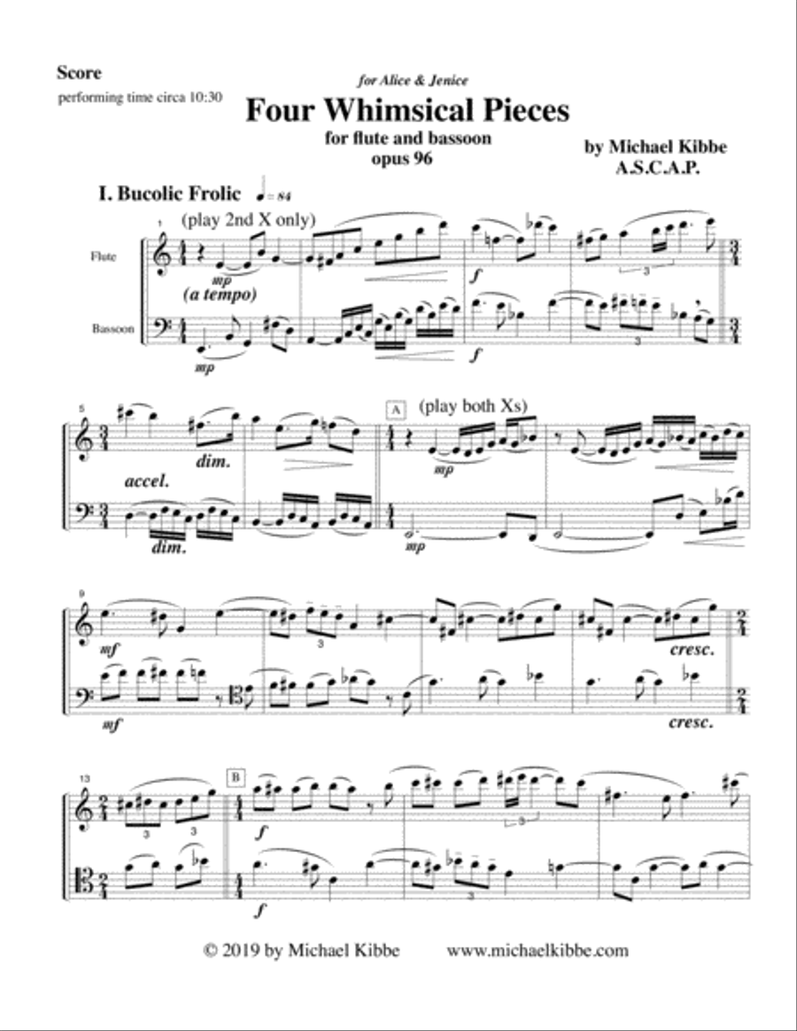 Four Whimsical Pieces, opus 96 Woodwind Duet scores gallery preview page 2