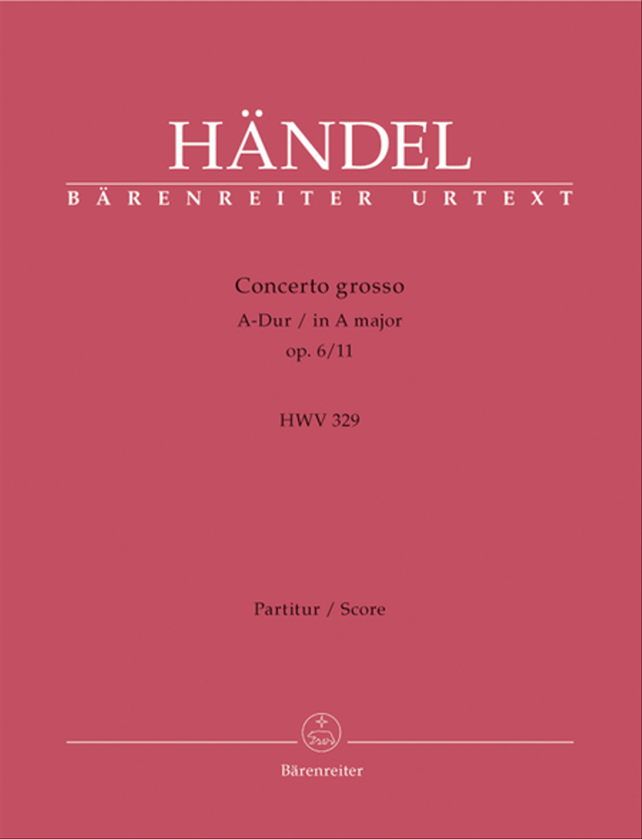 Concerto grosso A major, Op. 6/11 HWV 329 String Orchestra scores gallery preview page 1