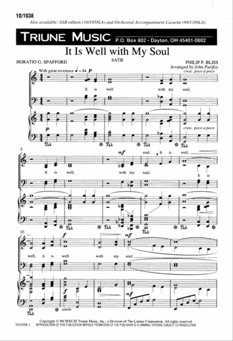 It Is Well With My Soul 4-Part scores gallery preview page 1