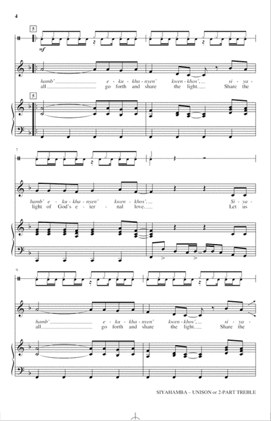 Siyahamba Unison Choir scores gallery preview page 2