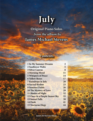 Book cover for July Piano Book