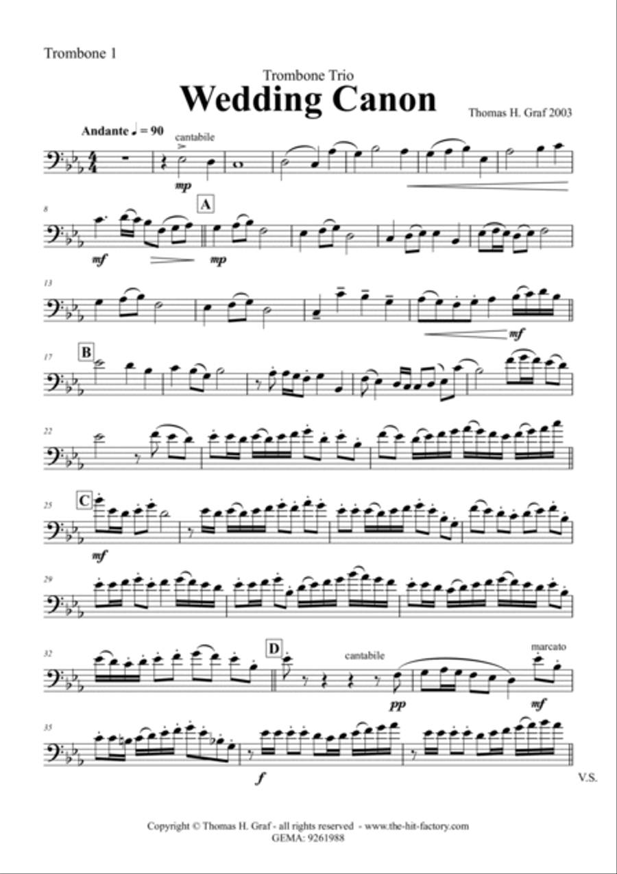 Wedding Canon - Festive Concert Piece - Trombone Trio Trombone Trio scores gallery preview page 4
