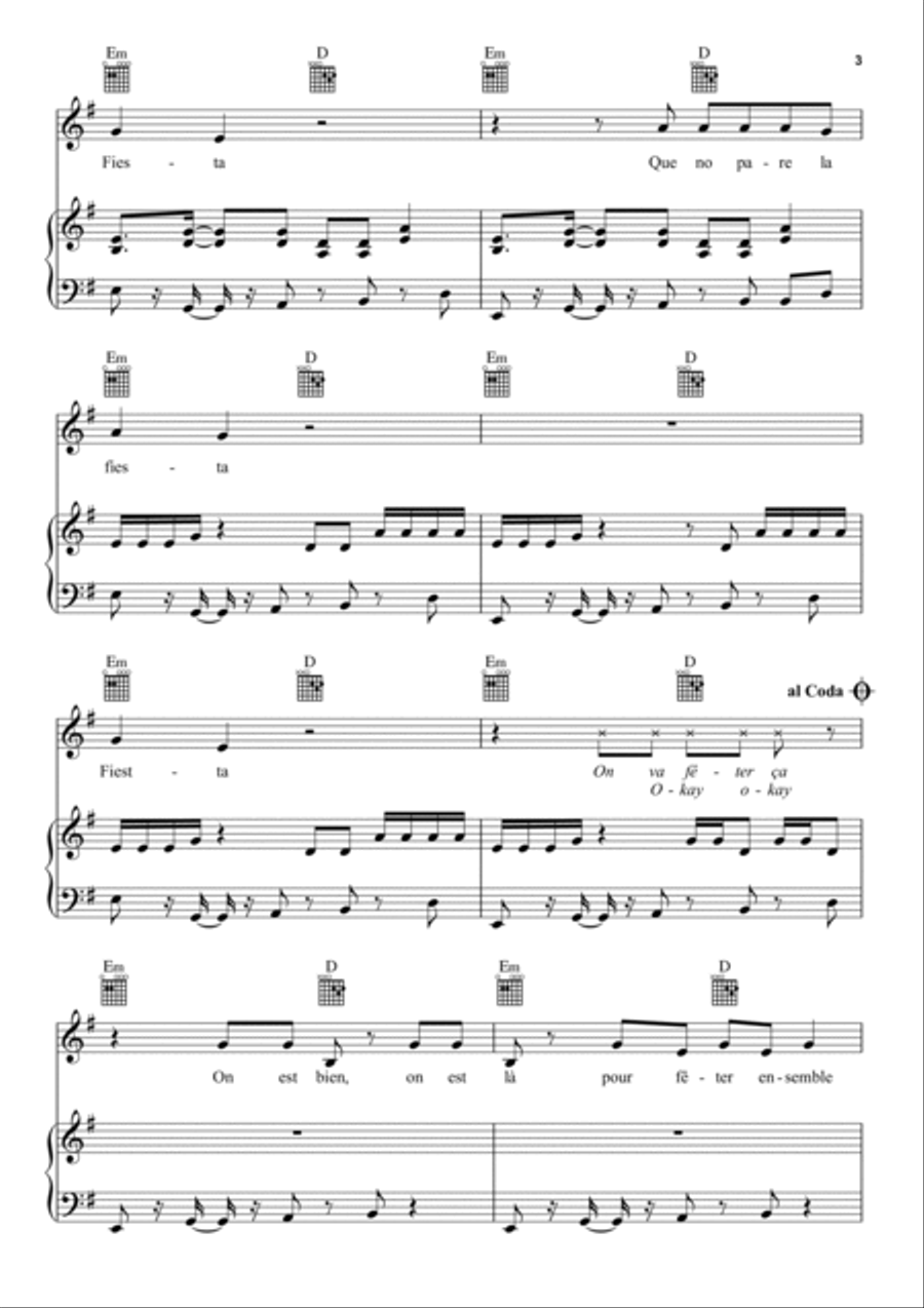 Fiesta Fiesta Piano, Vocal, Guitar scores gallery preview page 3