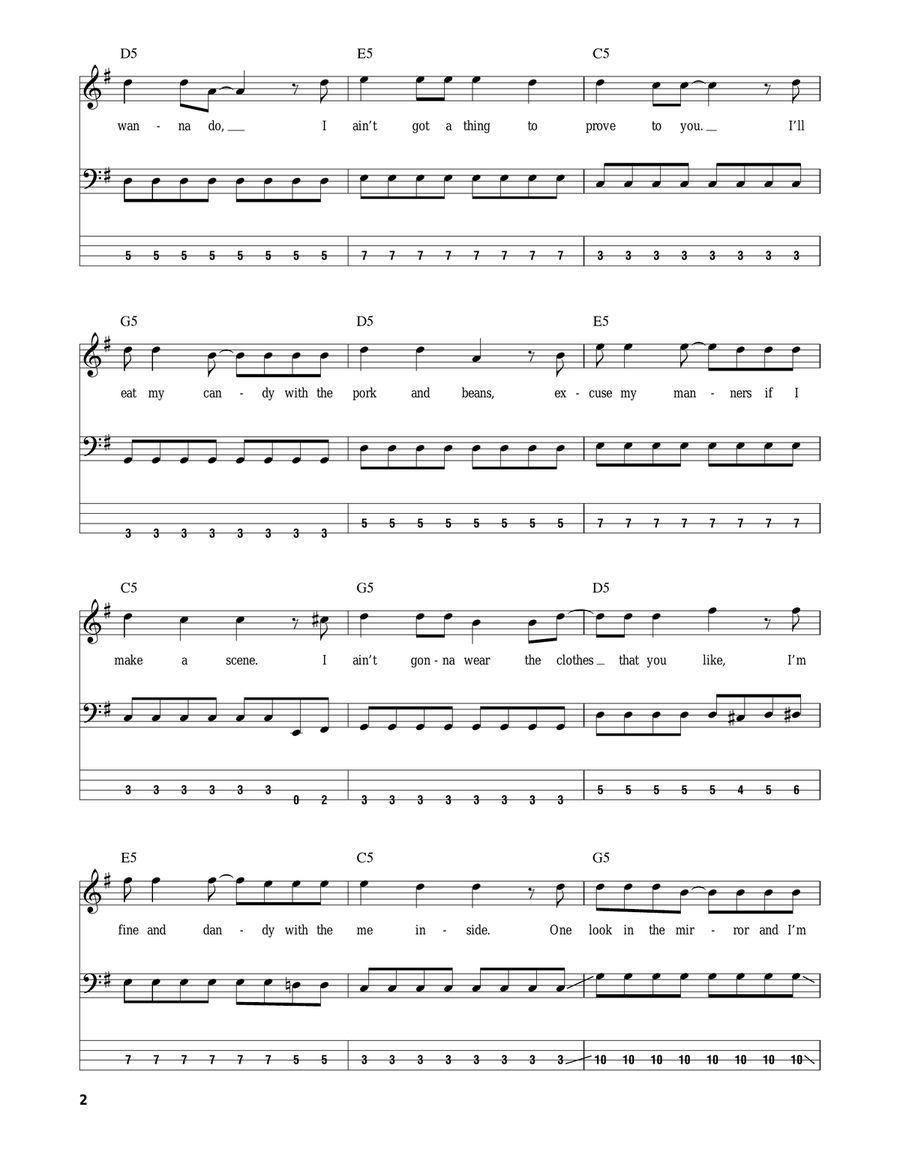 Pork And Beans Bass Guitar Tablature scores gallery preview page 2