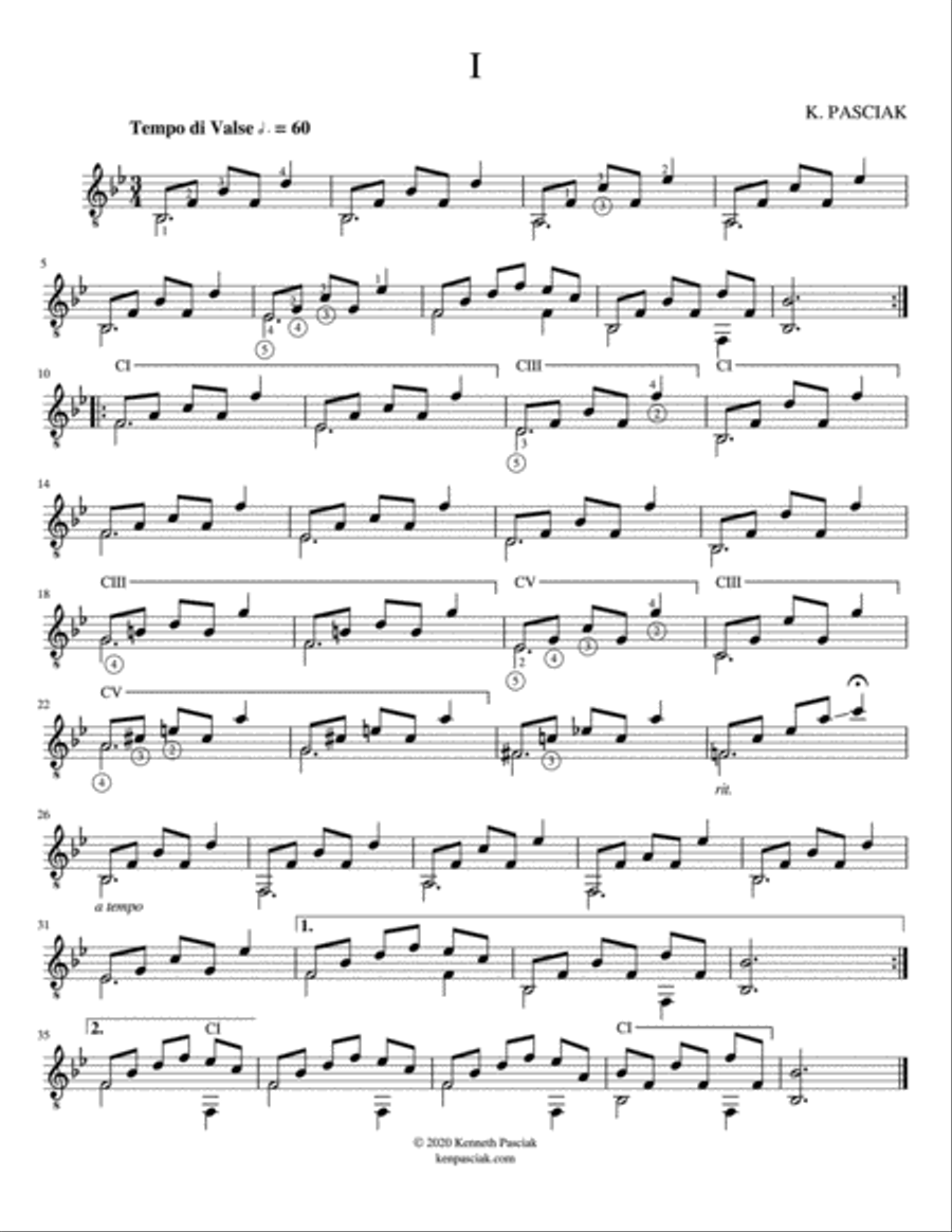 Five Studies in B-flat for Guitar Classical Guitar scores gallery preview page 3
