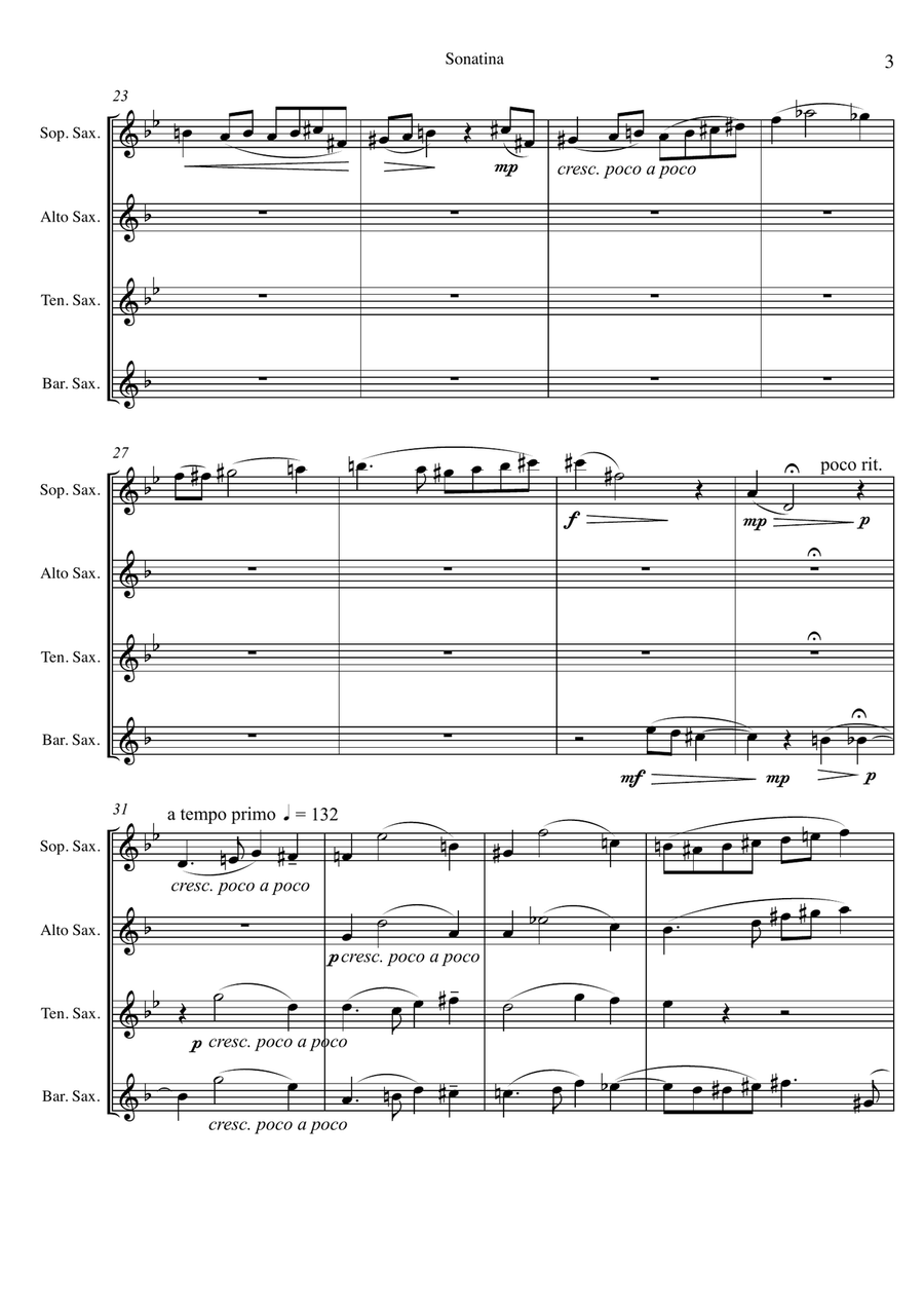 Sonatina for Saxophone Quartet Saxophone Quartet scores gallery preview page 3