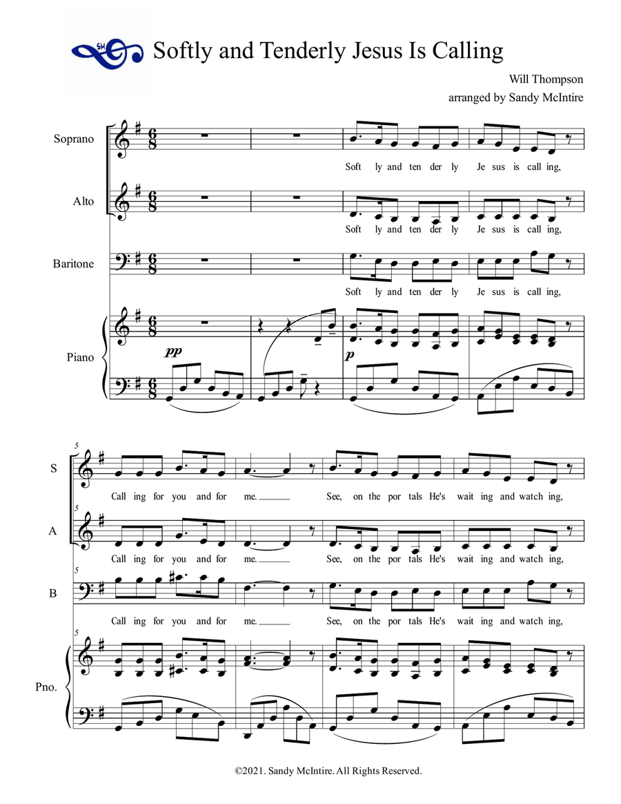 Softly and Tenderly Softly and Tenderly 3-Part scores gallery preview page 1