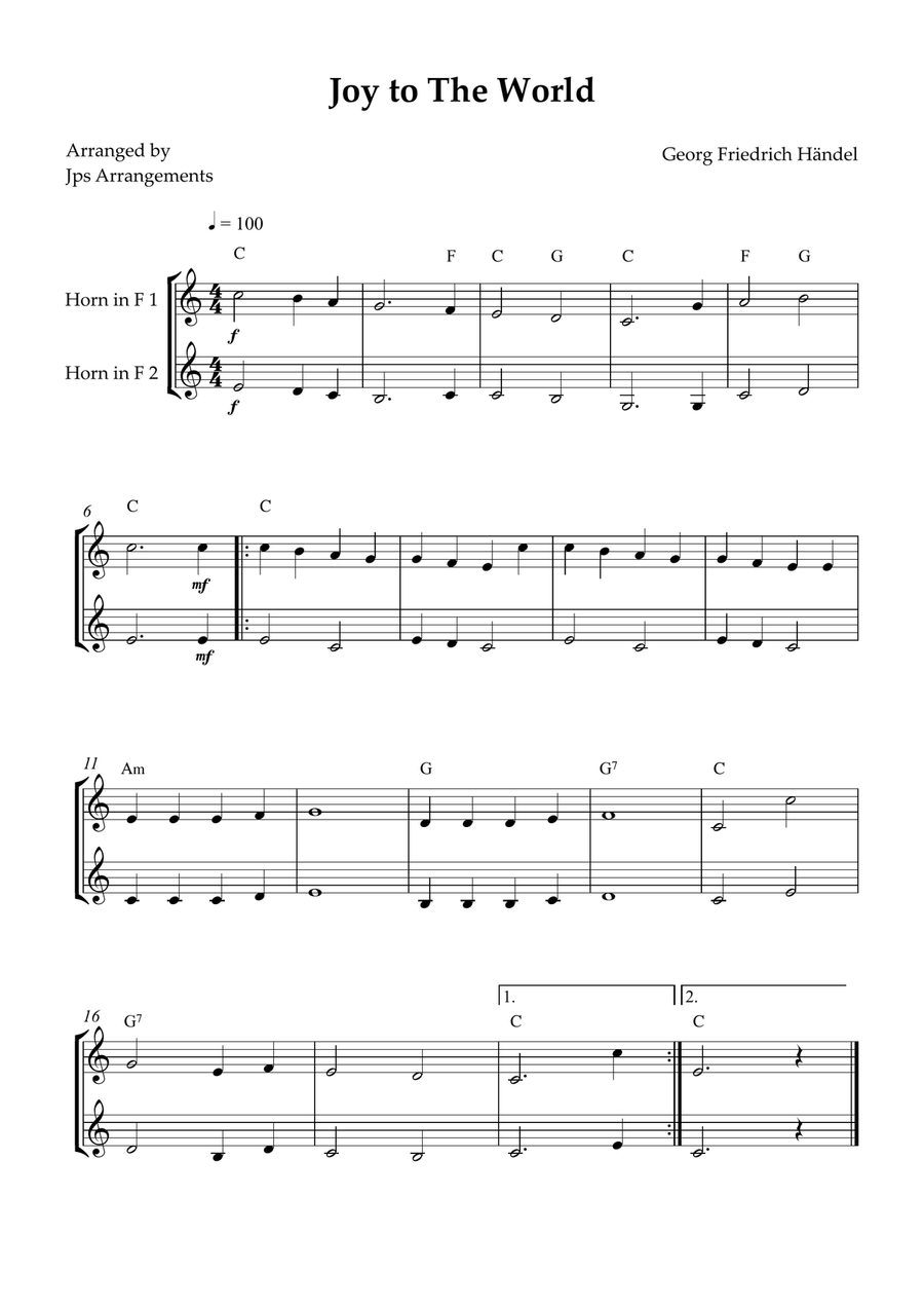 6 Easy Christmas Duets for French Horn Brass Duet scores gallery preview page 3