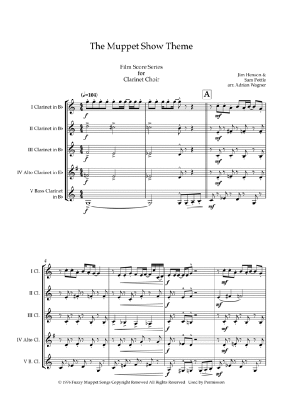 The Muppet Show Theme The Muppet Show Theme Clarinet Choir scores gallery preview page 3