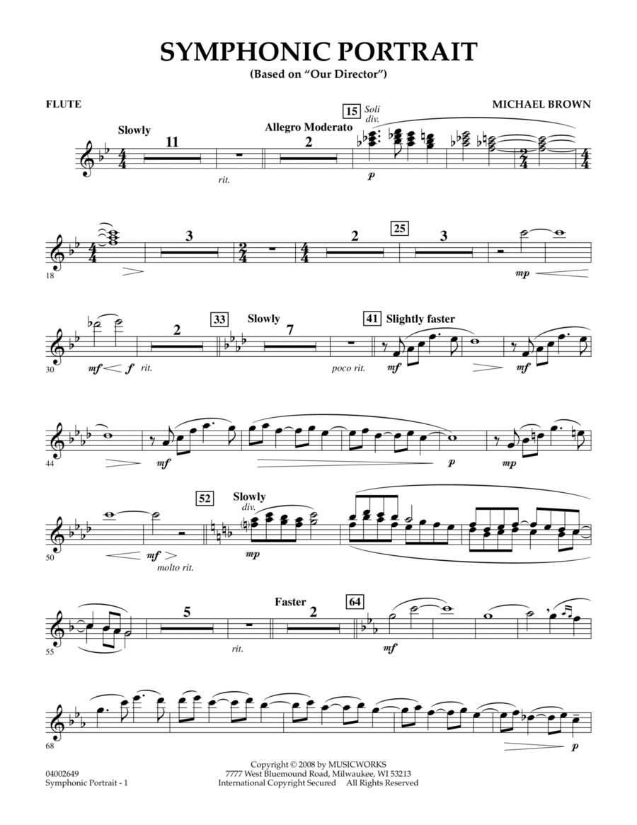 Symphonic Portrait (based on Our Director) - Flute Flute scores gallery preview page 1