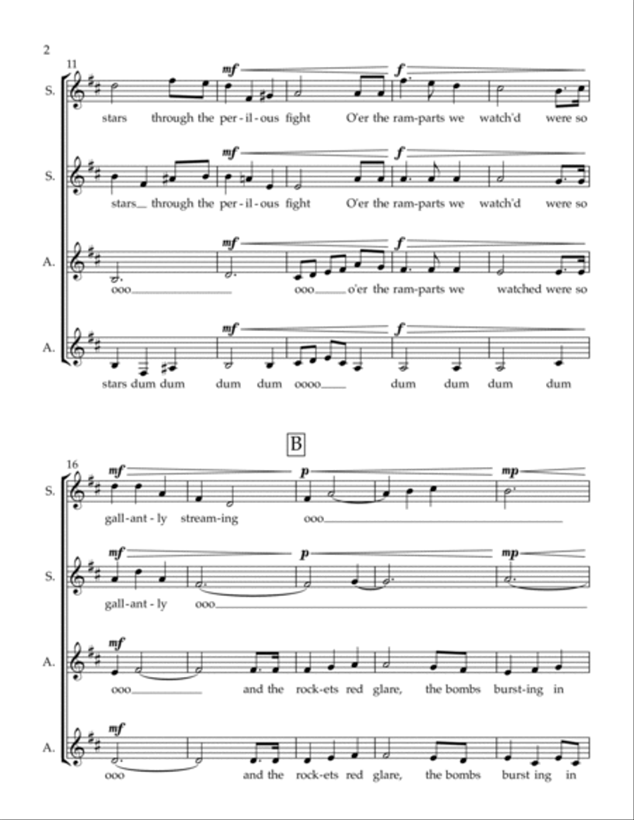 National Anthem Acapella for SSAA choir or five female voices SSAA scores gallery preview page 3
