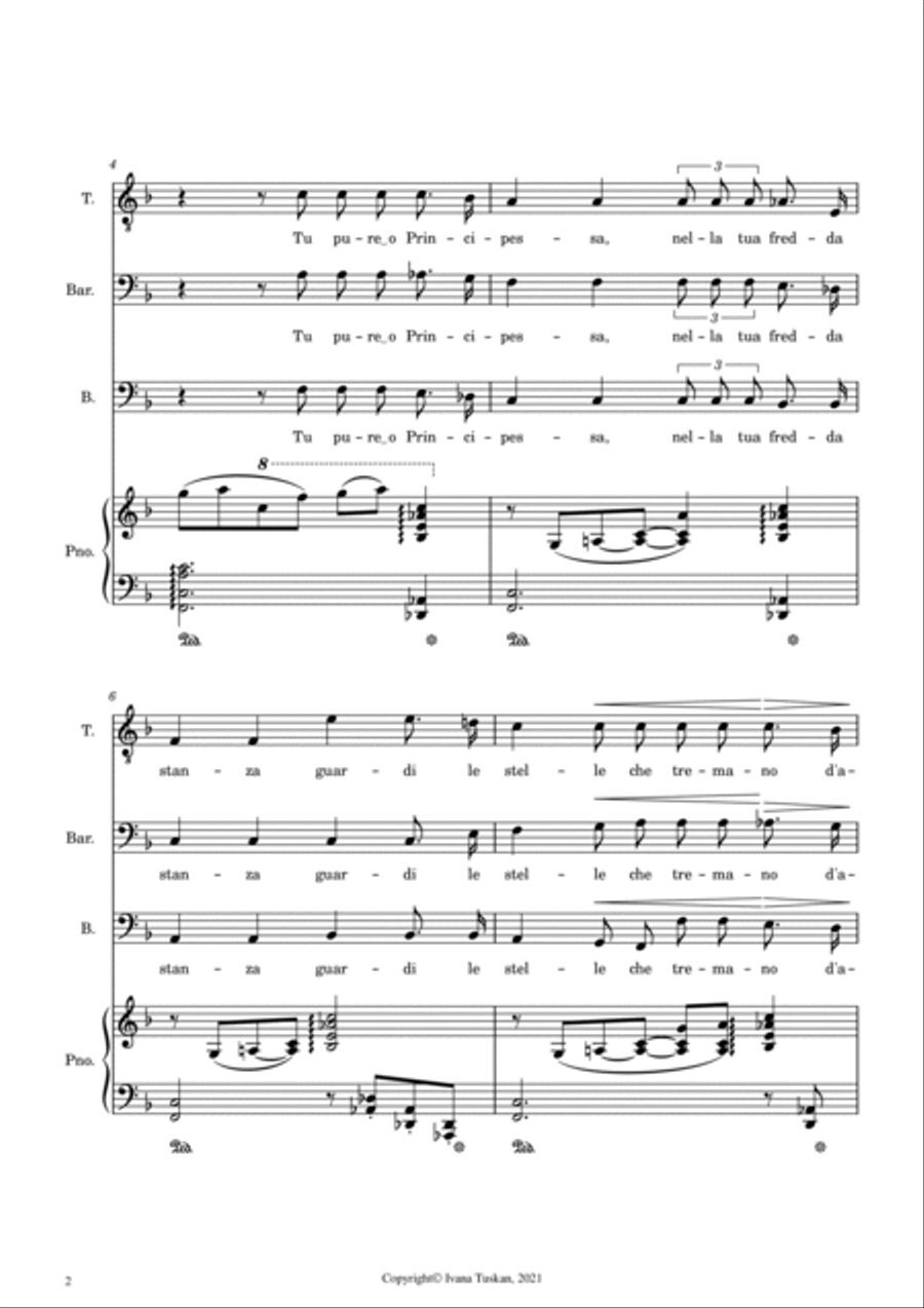 Nessun dorma, for TBB and piano, F major 3-Part scores gallery preview page 2