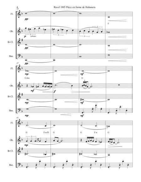 Ravel Vocalise Etude En Form Habanera Woodwind Quartet (Oboe Solo)