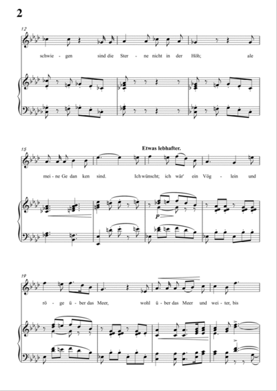 Schumann-Die Stille in A♭ Major for Voice and Piano Piano, Vocal scores gallery preview page 3