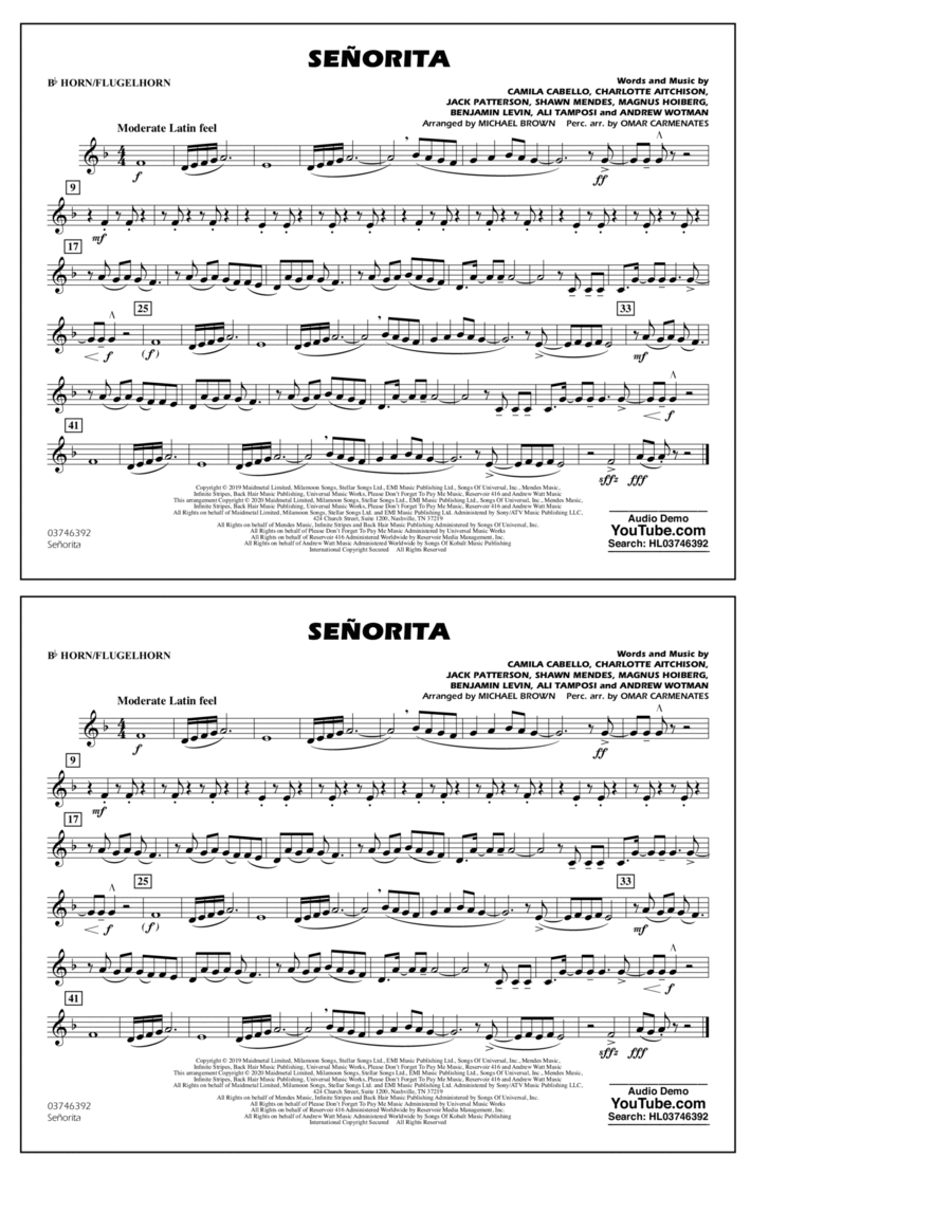 Se&#241;orita (arr. Carmenates and Brown) - Bb Horn/Flugelhorn