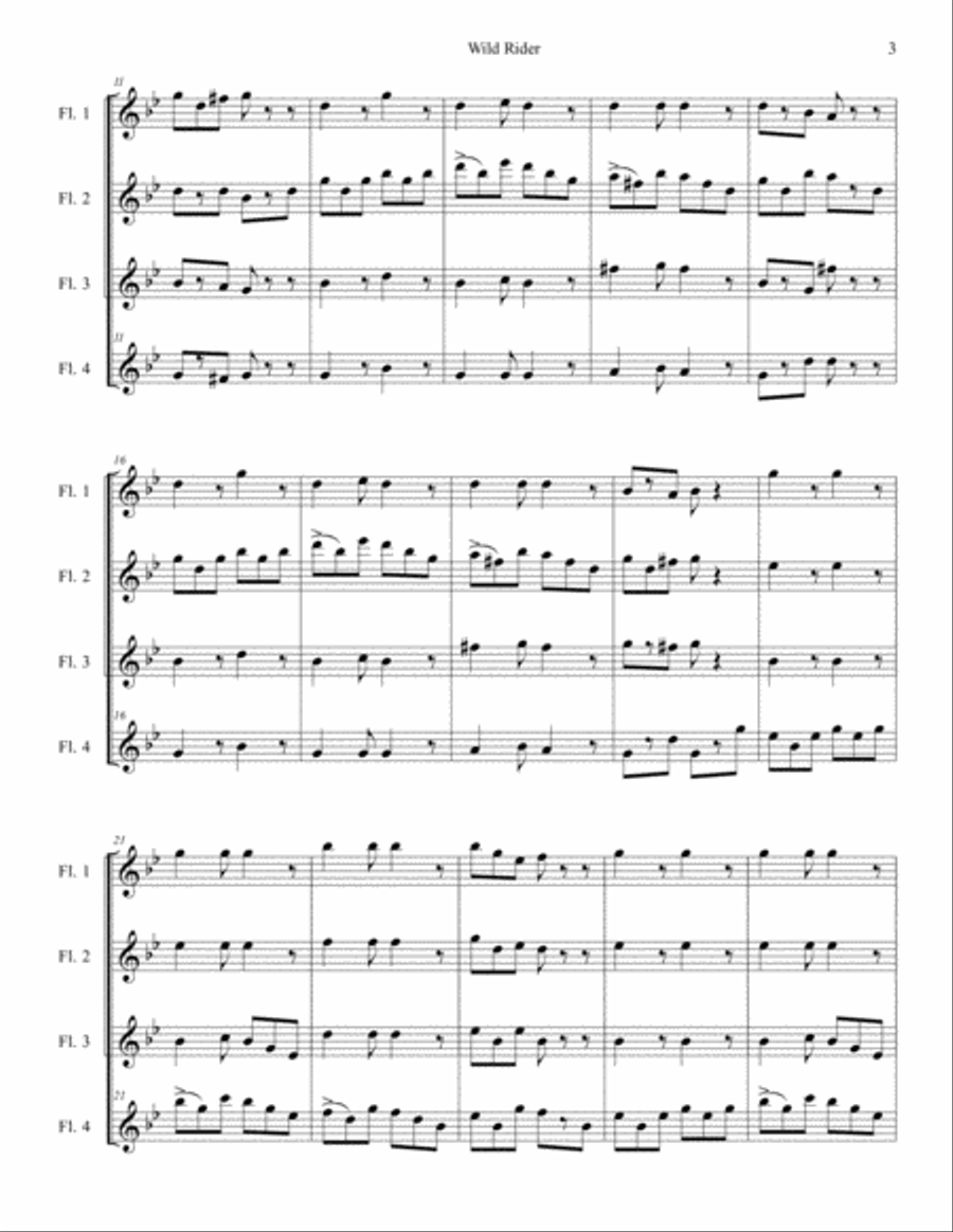 Wild Rider from Album for the Young for Flute Quartet Flute Quartet scores gallery preview page 3