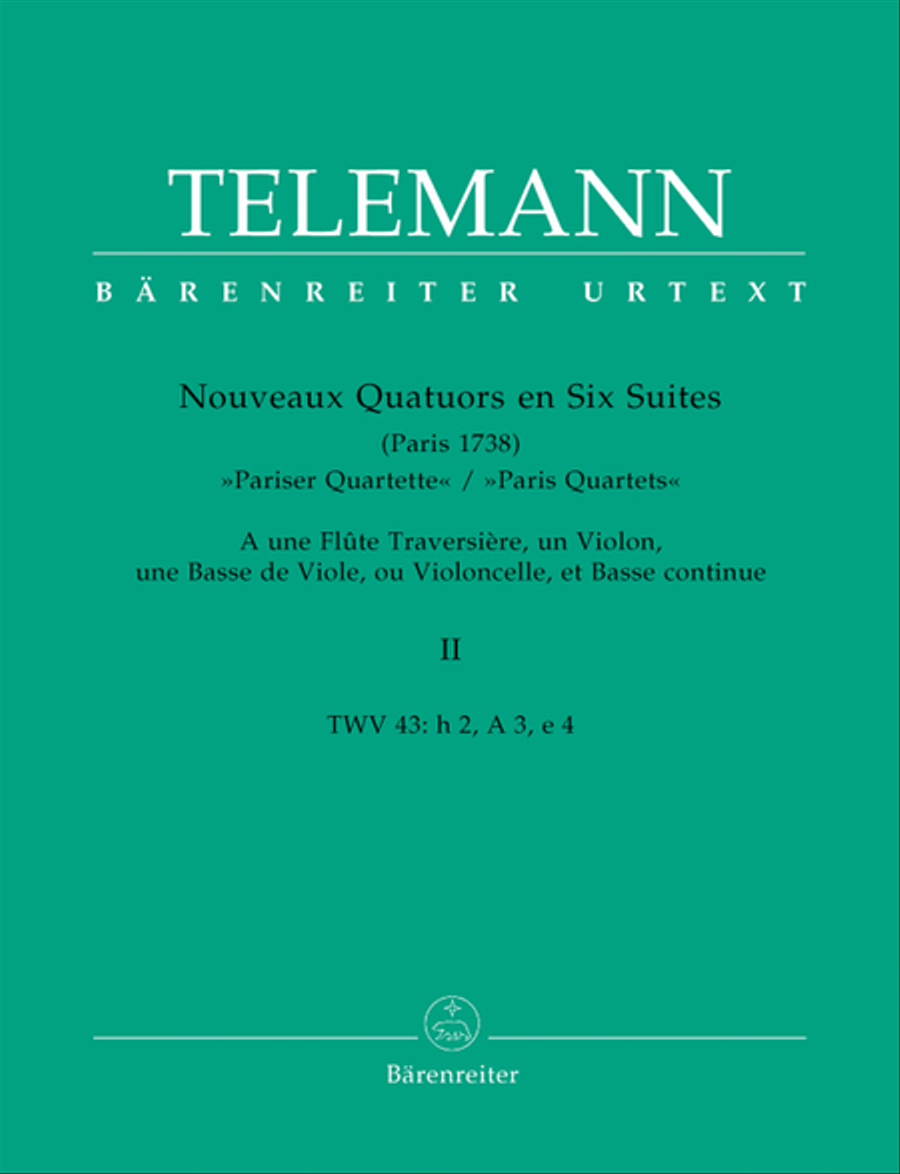 Nouveaux Quatuors en Six Suites II for Flute, Violine, Viola da gamba oder Violoncello und Basso continuo 'Pariser Quartette' Flute scores gallery preview page 1