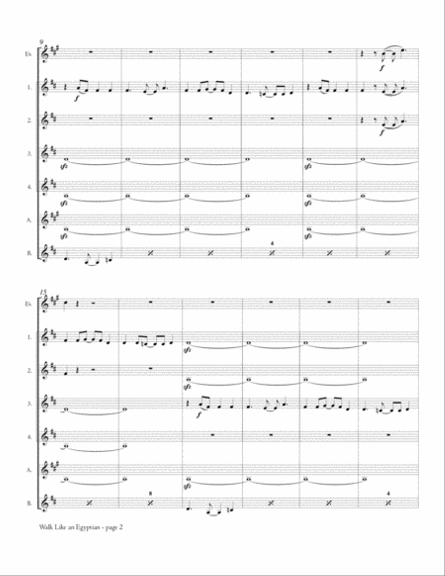 Walk Like An Egyptian Woodwind Ensemble scores gallery preview page 3