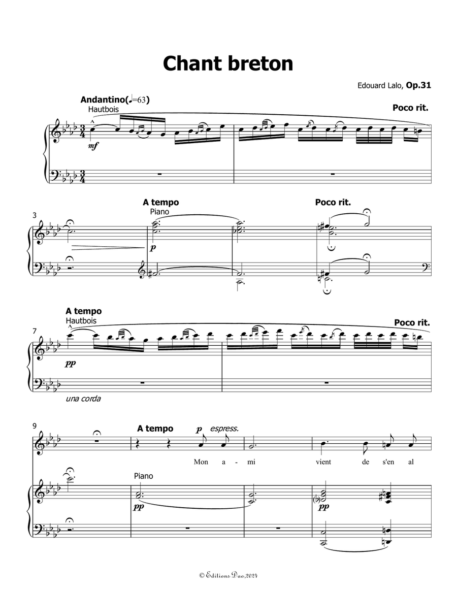Chant breton, by Edouard Lalo, in f minor Piano, Vocal scores gallery preview page 3