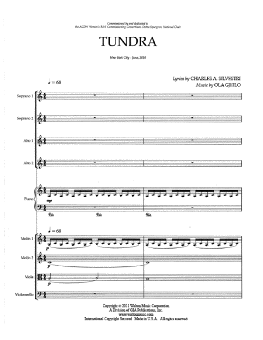 Tundra (Full Score and String Quartet Parts) Choir scores gallery preview page 2