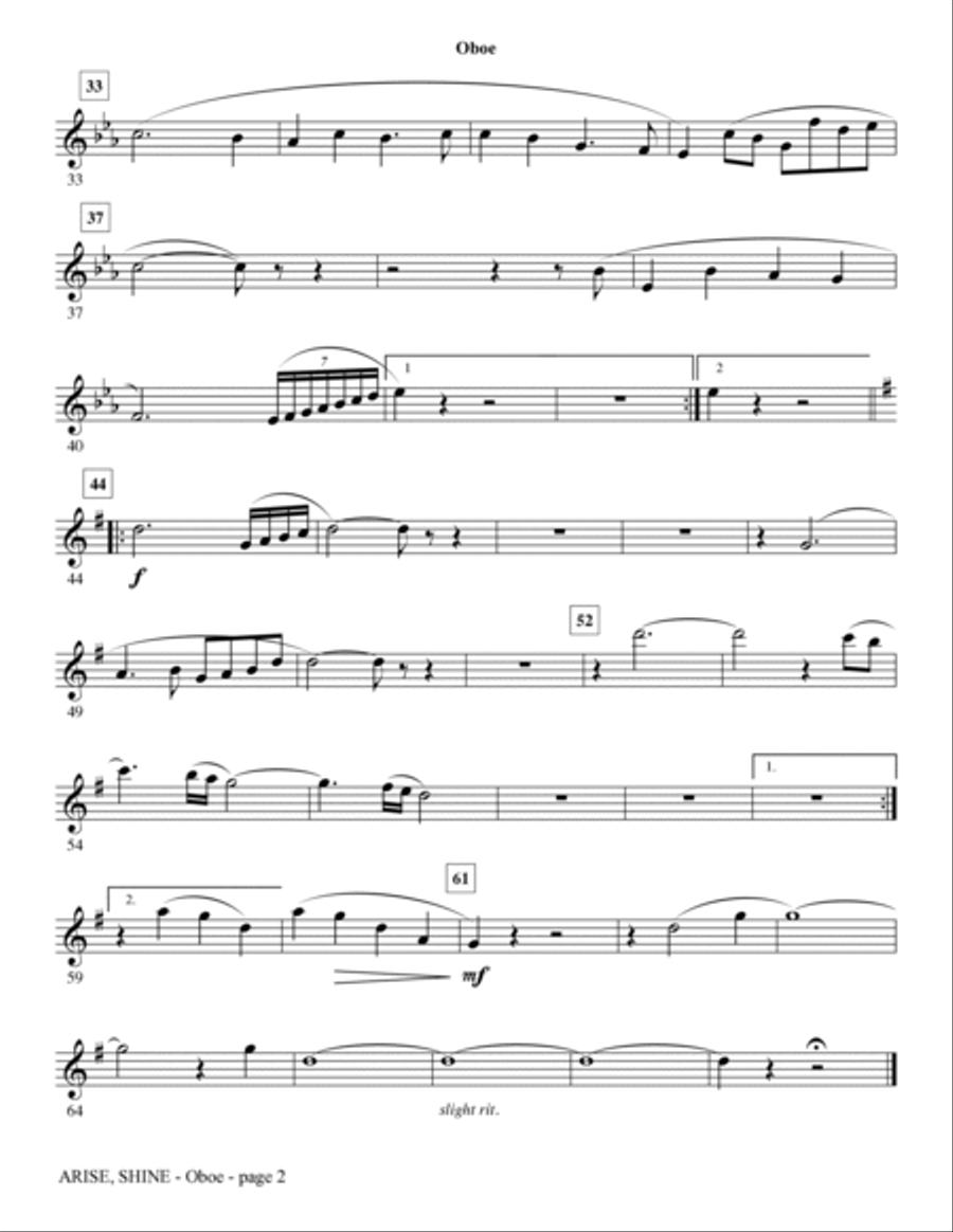 Arise, Shine (arr. Tom Fettke) - Oboe Choir scores gallery preview page 2