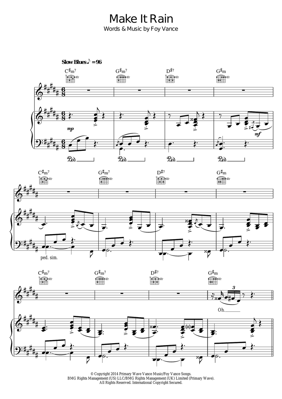 Make It Rain Piano, Vocal, Guitar scores gallery preview page 1