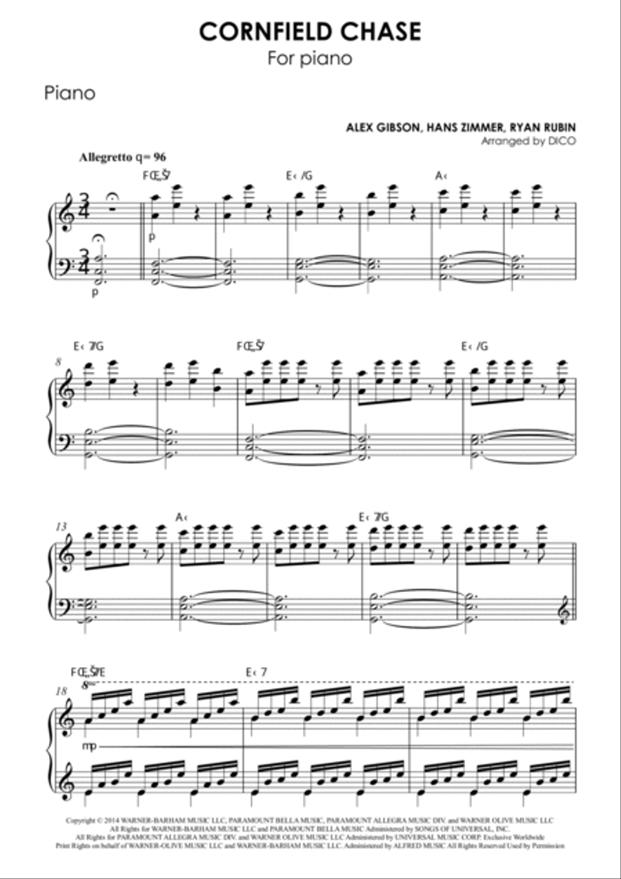 Cornfield Chase Piano Solo scores gallery preview page 2
