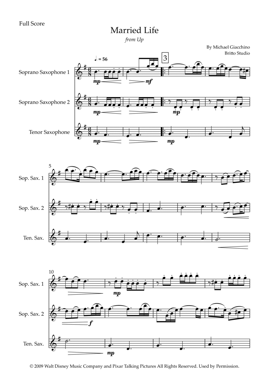 Married Life Woodwind Trio scores gallery preview page 1