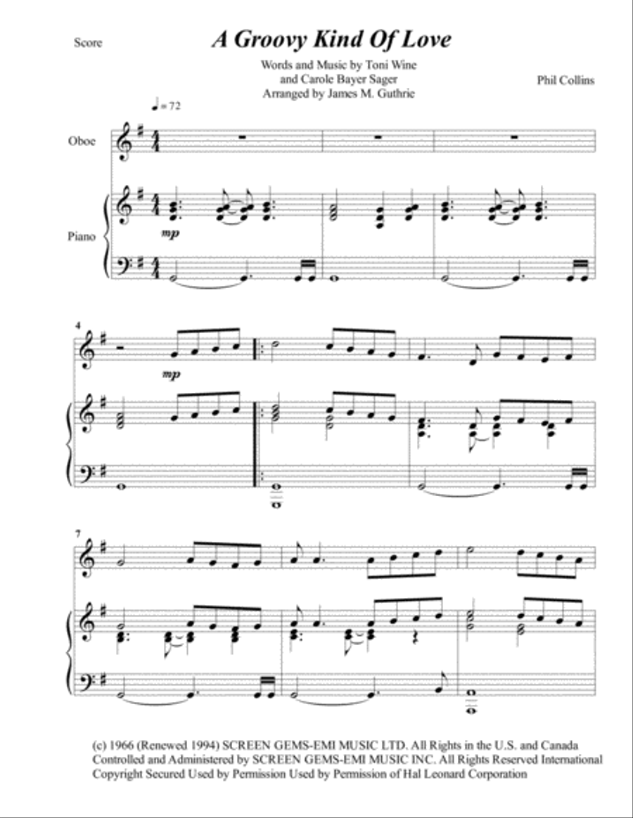 A Groovy Kind Of Love Piano scores gallery preview page 1
