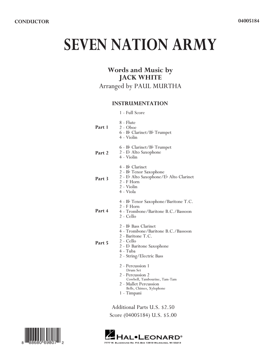 Seven Nation Army - Conductor Score (Full Score) Concert Band scores gallery preview page 1