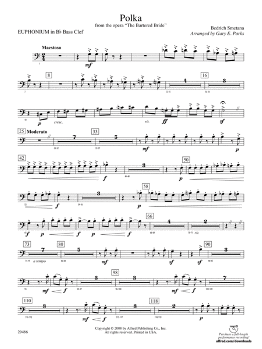 Polka from The Bartered Bride: (World Part) B-flat Baritone B.C. Concert Band scores gallery preview page 1
