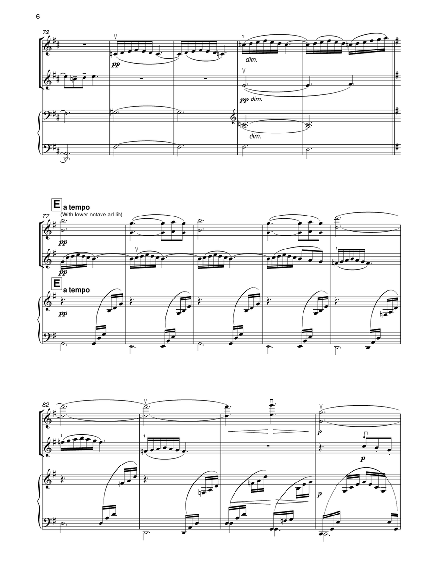DEBUSSY Petite Suite (3 movements) for two violins & piano String Duet scores gallery preview page 6