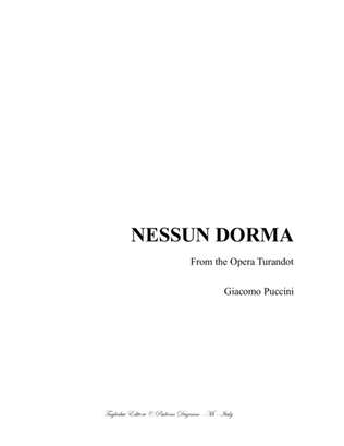 Book cover for NESSUN DORMA - G. Puccini - For Tenor and Piano