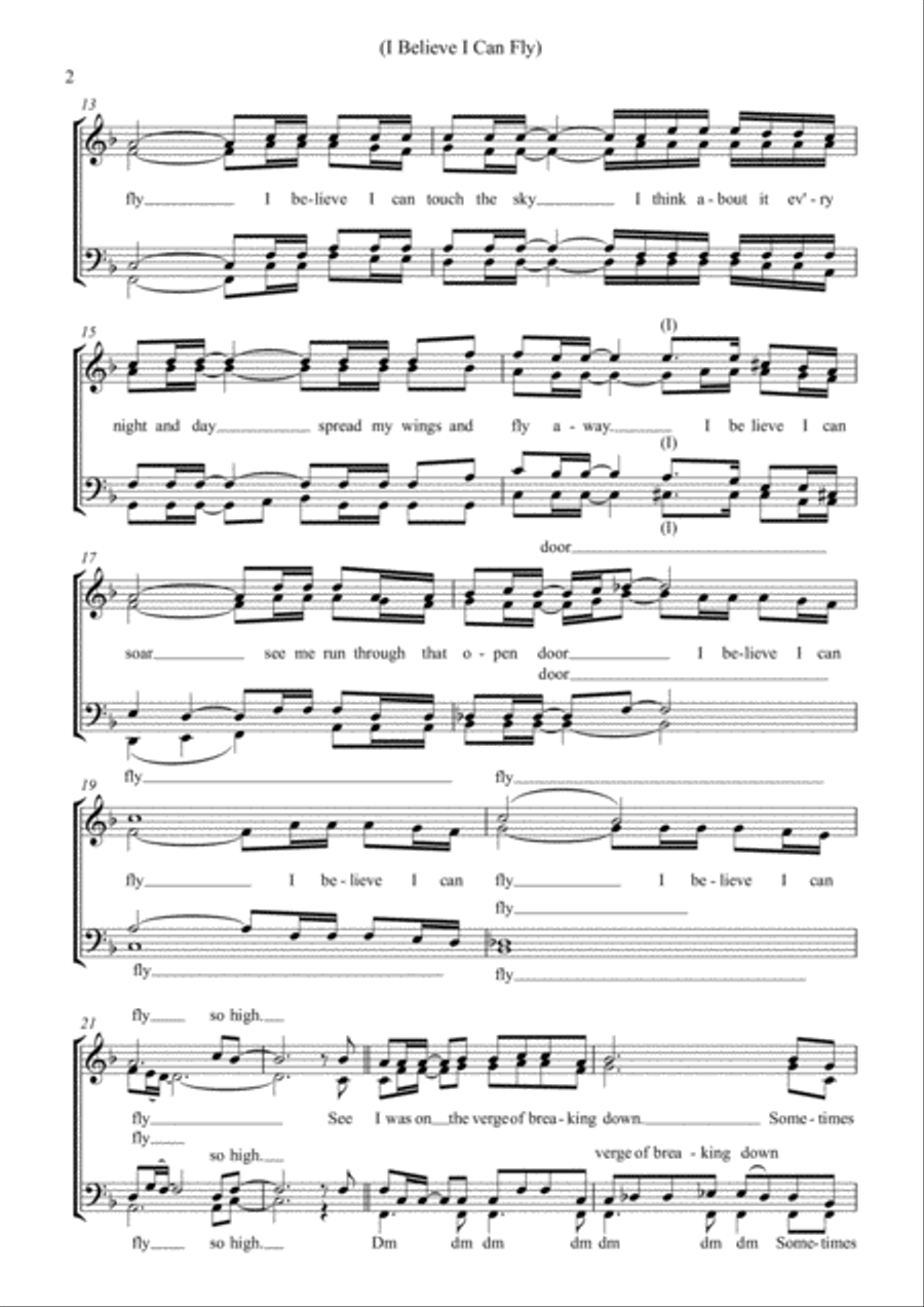 I Believe I Can Fly Choir scores gallery preview page 2