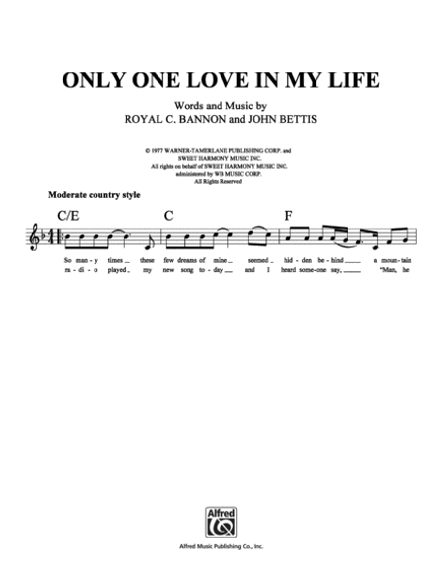 Only One Love in My Life Only One Love in My Life School and Community scores gallery preview page 1