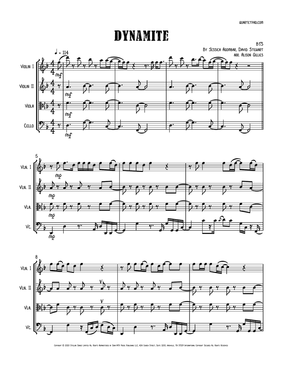 Dynamite String Quartet scores gallery preview page 1
