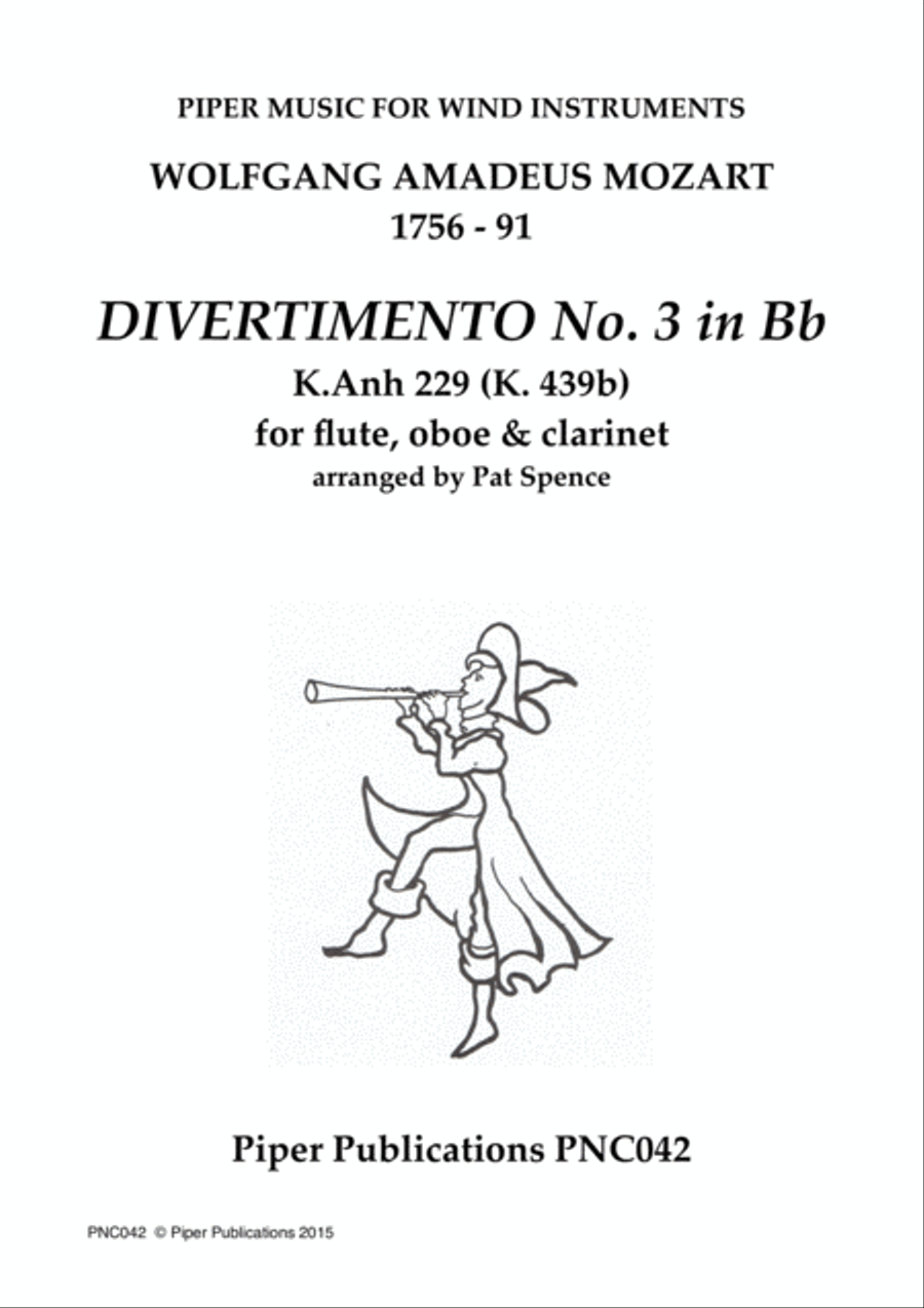 W.A. MOZART DIVERTIMENTO NO. 3 IN Bb K. Anh. 229 Woodwind Trio scores gallery preview page 1