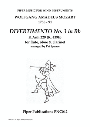 Book cover for W.A. MOZART DIVERTIMENTO NO. 3 IN Bb K. Anh. 229