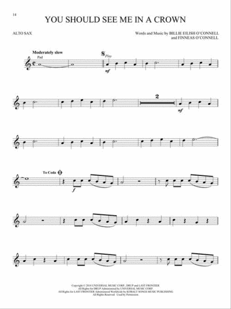 Billie Eilish Alto Saxophone scores gallery preview page 5