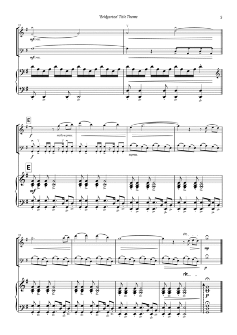 Bridgerton Theme Piano Trio scores gallery preview page 5