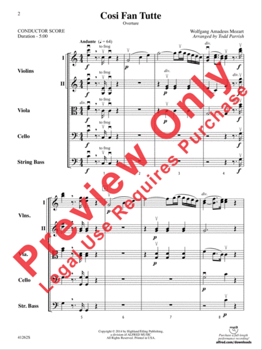 Cosi Fan Tutte String Orchestra scores gallery preview page 3