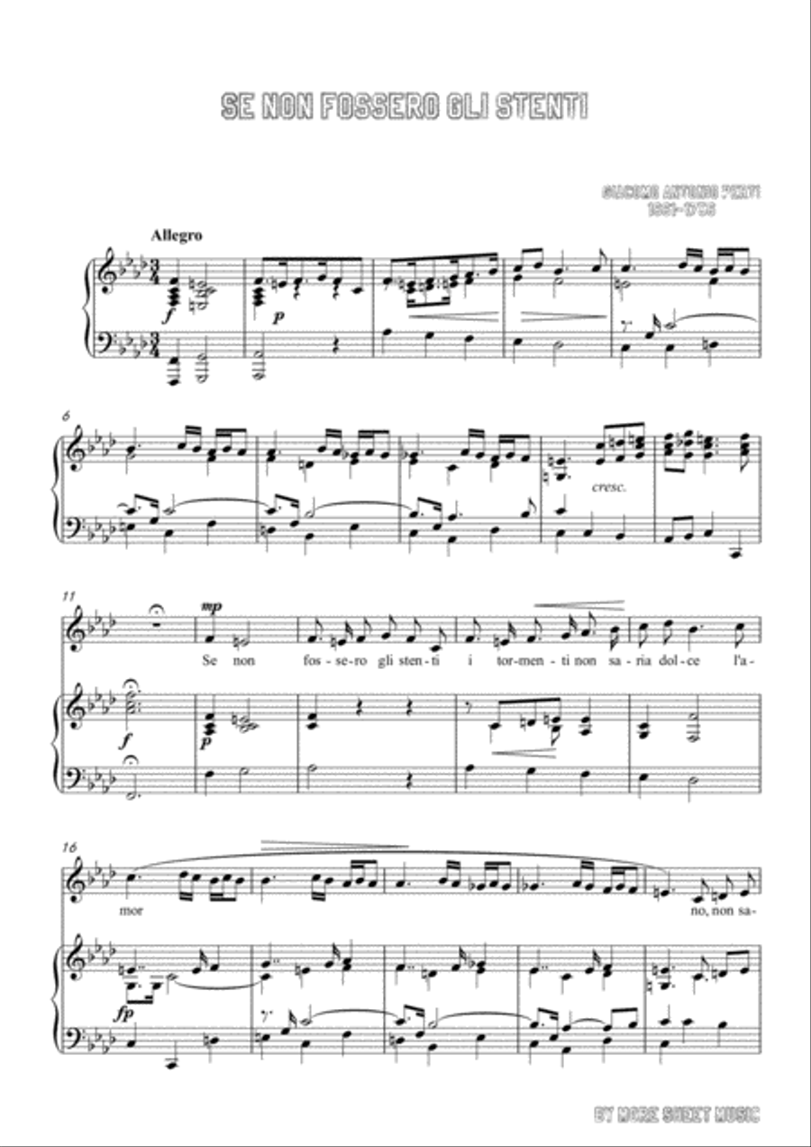 Perti-Se non fossero gli stenti in f minor,for Voice and Piano Voice Solo scores gallery preview page 3