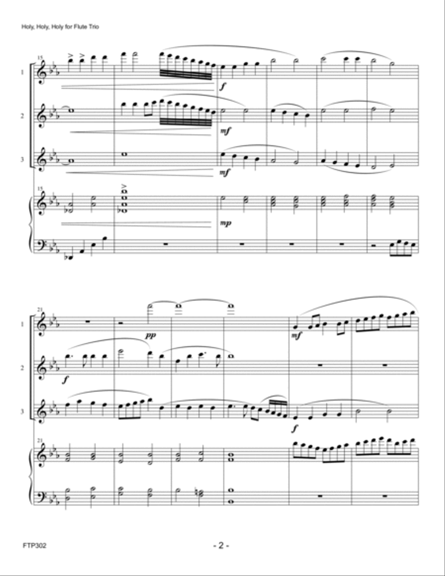 HOLY, HOLY, HOLY + WHEN MORNING GILDS THE SKIES - FLUTE TRIO with Piano Accompaniment Small Ensemble scores gallery preview page 2
