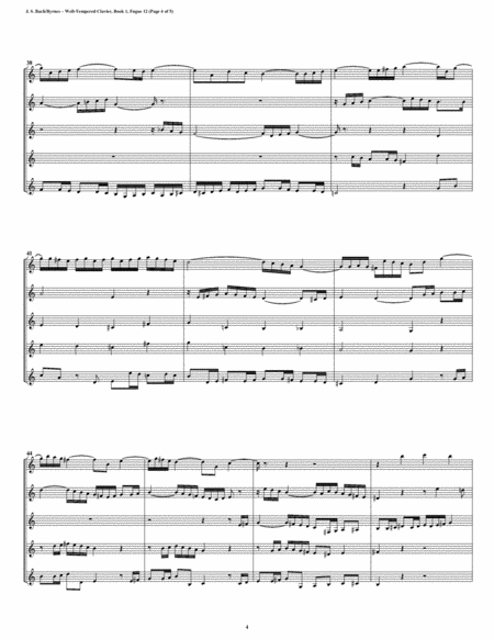 Fugue 12 from Well-Tempered Clavier, Book 1 (Clarinet Quintet) image number null