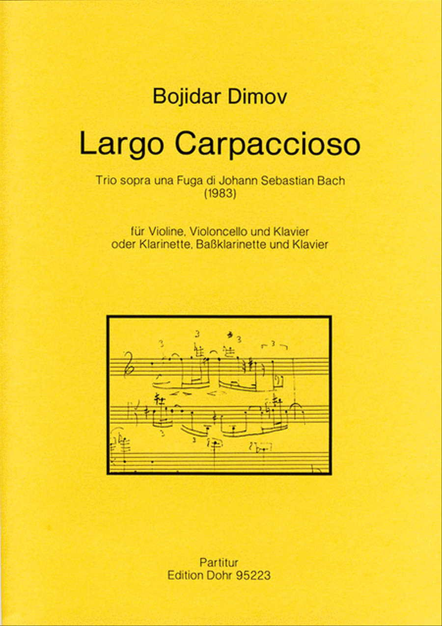 Largo Carpaccioso für Violine, Violoncello (oder Klarinette, Bassklarinette) und Klavier (1983) -Trio sopra una Fuga di Johann Sebastian Bach- Clarinet scores gallery preview page 1