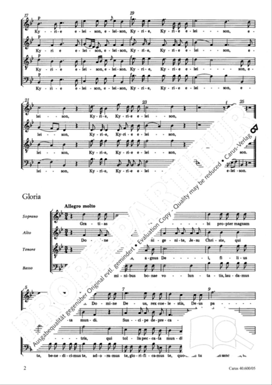 Missa brevis Sti. Joannis de Deo (Kleine Orgelsolomesse) 4-Part scores gallery preview page 3