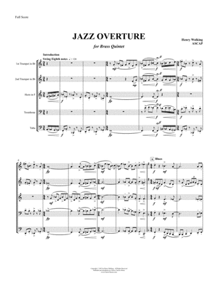 Book cover for Jazz Overture for Brass Quintet