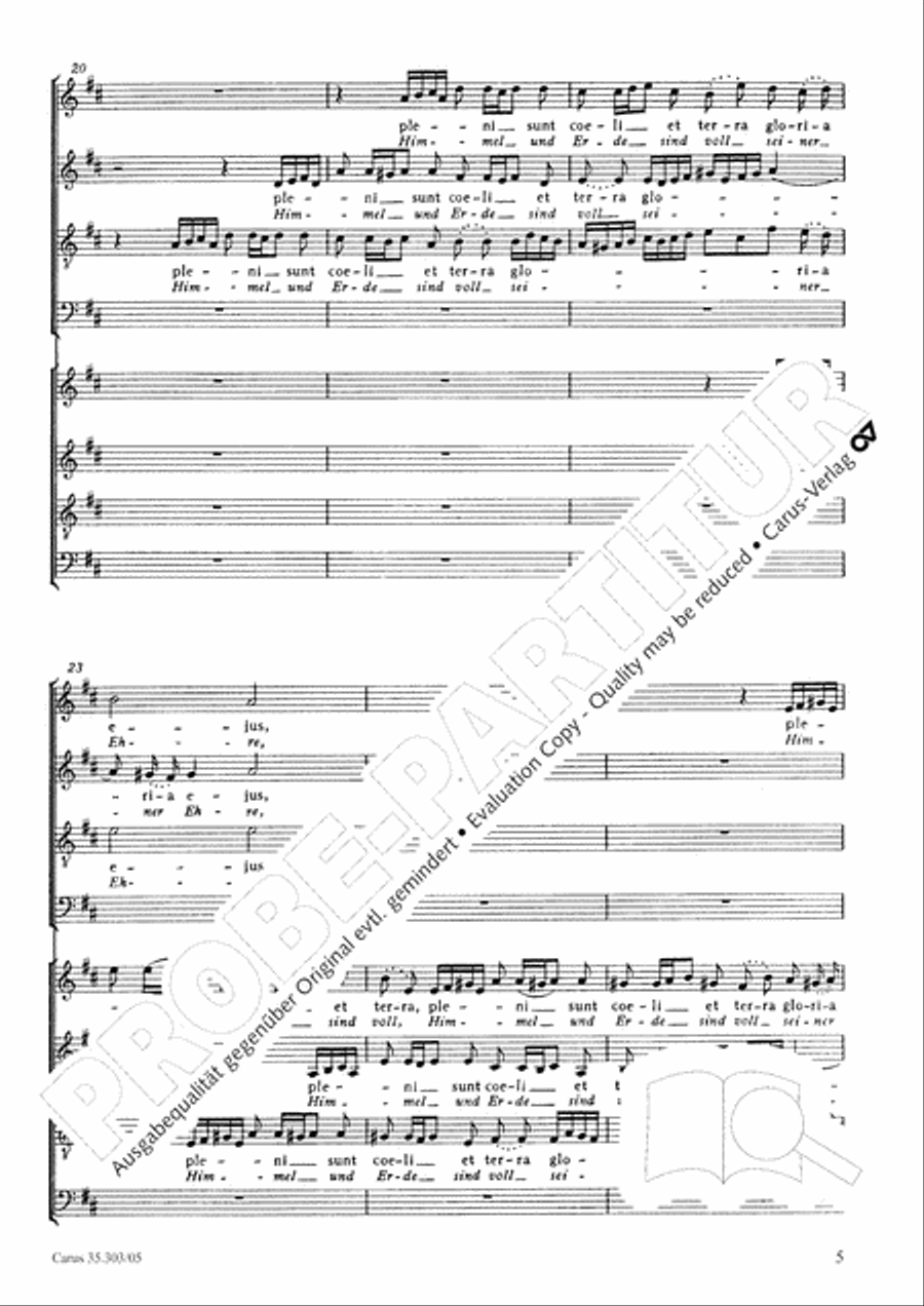 Sanctus in D major (Heilig) 4-Part scores gallery preview page 6