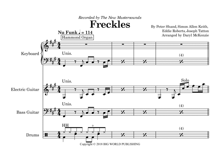 Freckles Bass Guitar scores gallery preview page 1